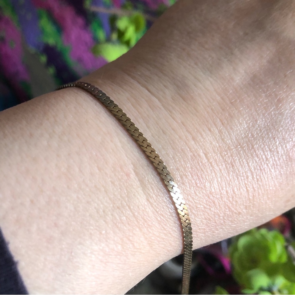 Vintage 80s gold plated flat braided chain bracelet